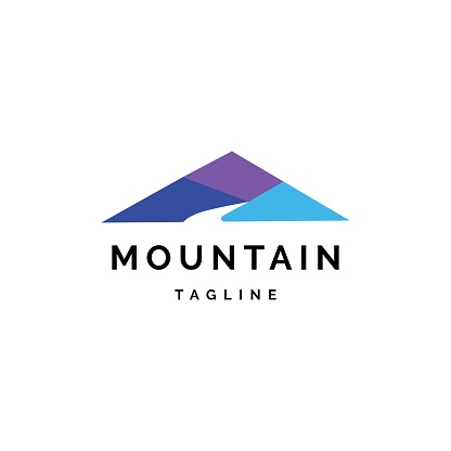 Blue mountain logo design illustration vector template