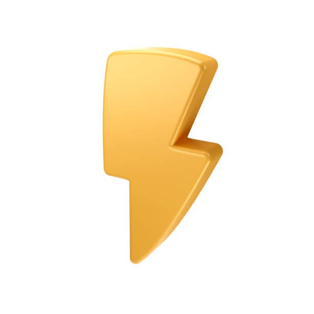 istock Lightning sign icon golden yellow color 3d rendering illustration 1372494832