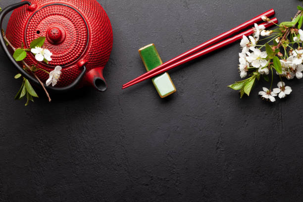 istock Japanese teapot and sushi chopsticks 1372495417