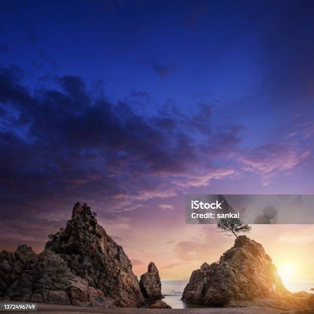 Beautiful Sunset At Tossa De Mar Spain Stock Photo - Download Image Now - Sea, Spain, Atmospheric Mood