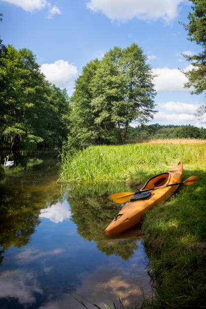 This is a shot of the front of a kayak using a really slow shutter speed while it is floating down the river.