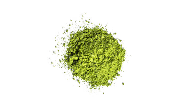 istock Green matcha powdered tea isolated on white background 1372505537