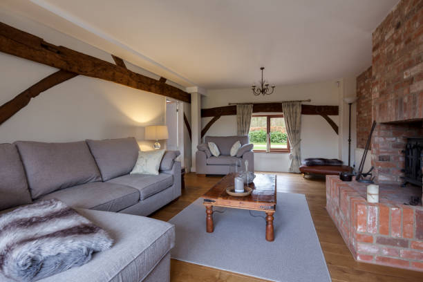 istock Bright cosy living room with beams 1372505801