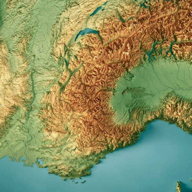 istock French And Italian Alps 3D Render Topographic Map Color 1372505985