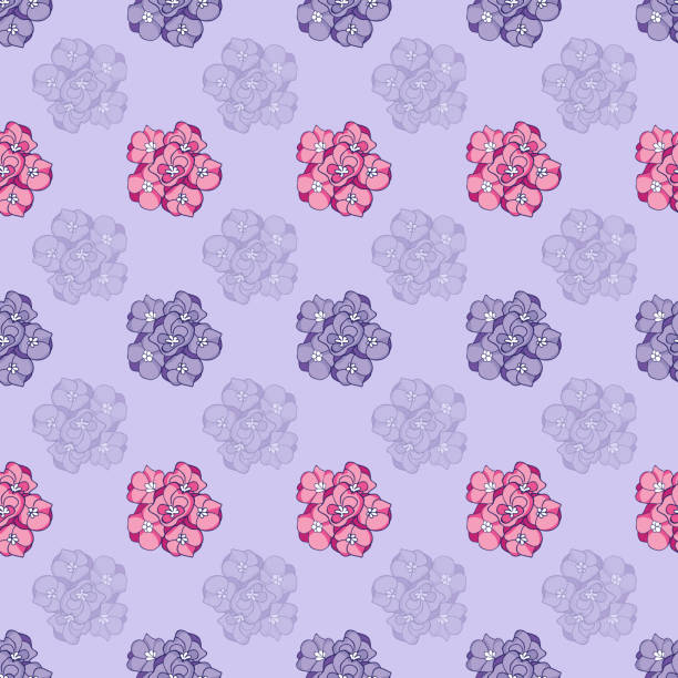 ilustraciones, imágenes clip art, dibujos animados e iconos de stock de flores de delphinium púrpura rosa patrón vectorial sin costuras en la ilustración de fondo púrpura pastel - textile purple translucent backgrounds