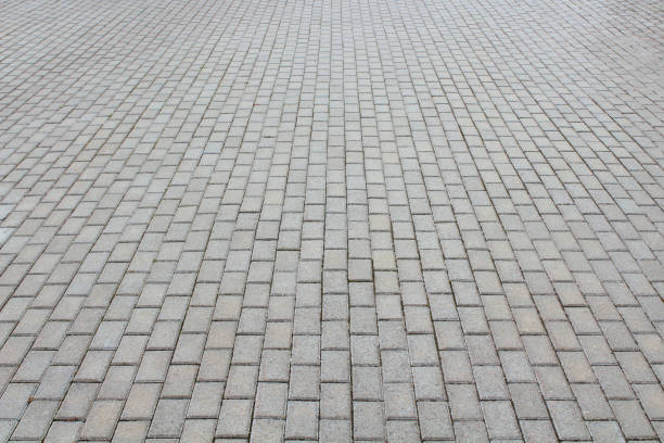 Clinker pavement. Paving slabs close-up. Vertical view. Background. Texture. stock photo