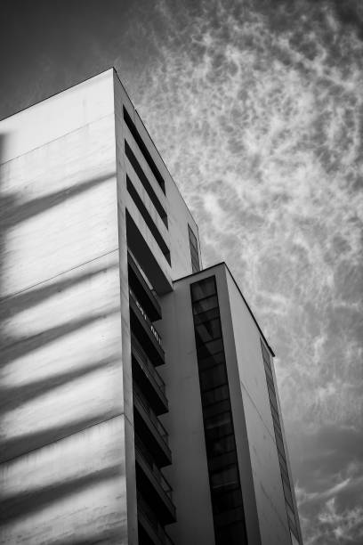 istock Modern multistory residential building in black and white. 1372515712