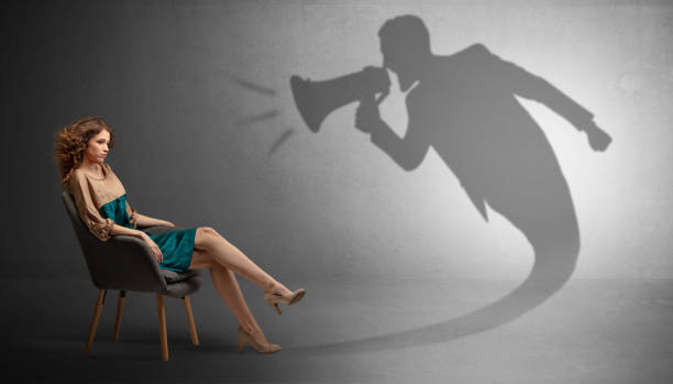 istock Dark shadow yelling to elegant lady 1372515901