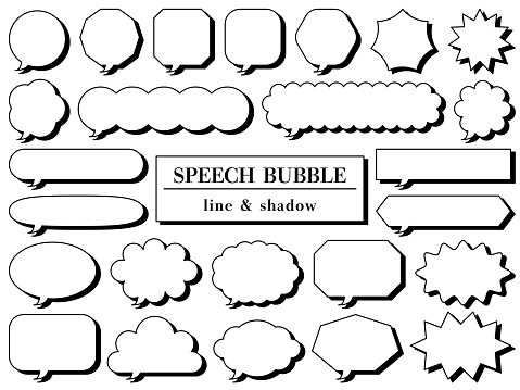 Vector illustration of Set of line and shadow speech bubbles