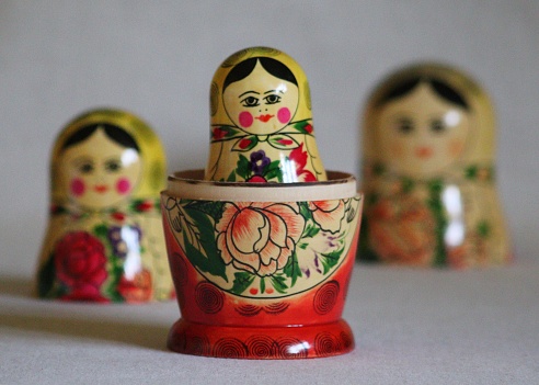 Traditional Russian doll on white isolated background