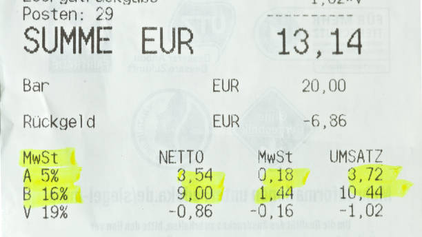 istock VAT reduction au 5% and 16%, receipt, Germany- Europe 1372524464