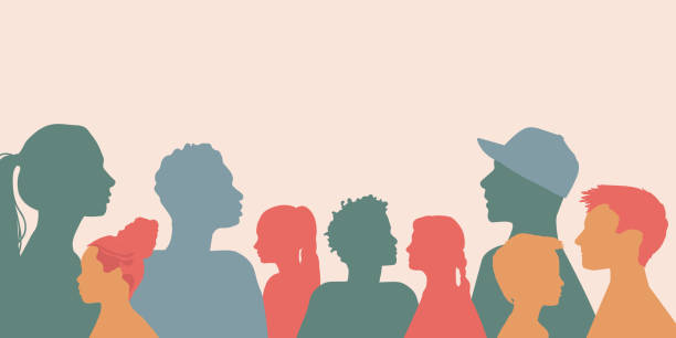 межкультурное, расовое равенство, многоэтичность, разнообразие детей и подростков. силуэт лица головы в профиль. концепция учебного образо - silhouette student school learning stock illustrations