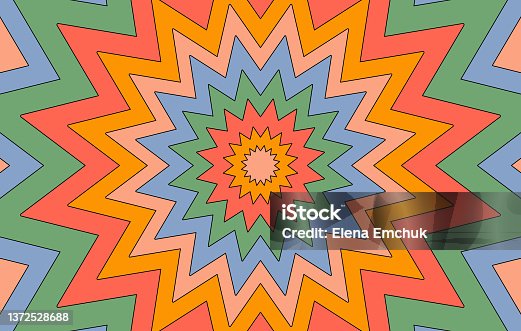 istock Colorful horizontal retro background in style hippie. 1372528688