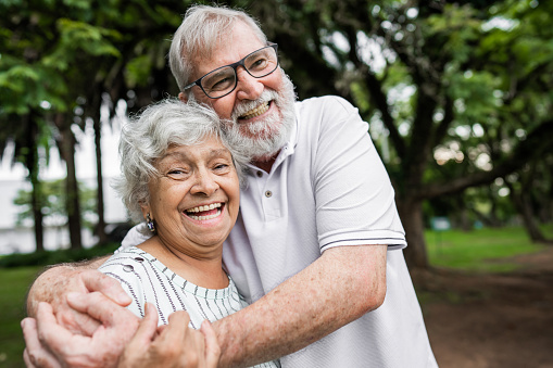 Senior couple enjoying life with joy
