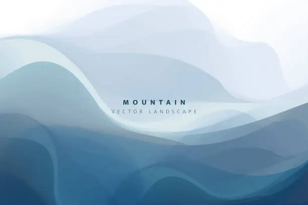 Vector illustration of Mountain landscape. Mountainous terrain. Vector illustration. Abstract background.