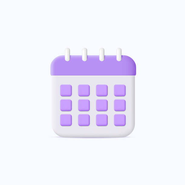 ilustrações de stock, clip art, desenhos animados e ícones de calendar 3d icon vector illustration design element - calendar personal organizer clock diary