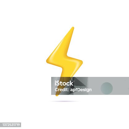 istock Flash thunder 3d icon object vector illustration design element 1372531719