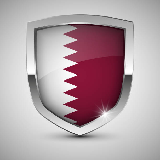 stockillustraties, clipart, cartoons en iconen met eps10 vector patriotic shield with qatar flag colors. - qatar football