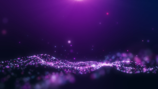 Dark pink purple glow dust particles, light effect.