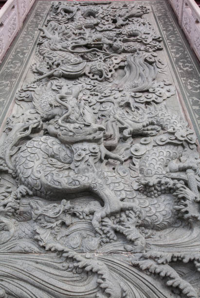 istock Chinese dragon stone craving 1372541287