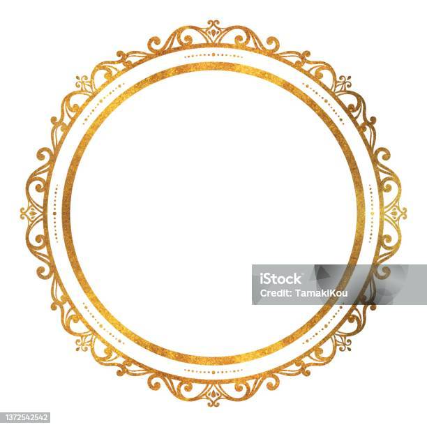 Vintage Round Frame with Gold Border Pattern Stock Vector - Illustration of  cutout, decor: 185803443