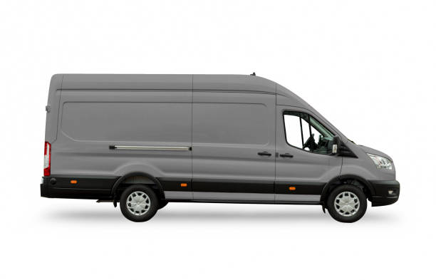 istock Side view of a gray van - isolated on white background 1372546098