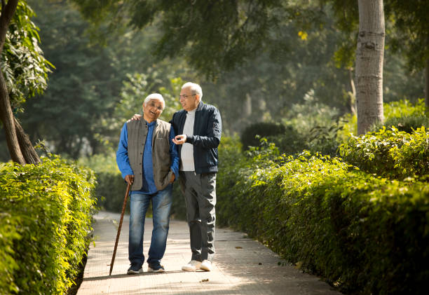 istock Two senior men having fun at park 1372549174