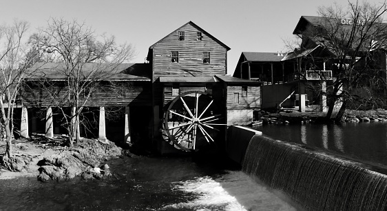 An old fashioned grist mill powered by the river