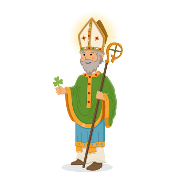 ilustraciones, imágenes clip art, dibujos animados e iconos de stock de san patricio santo patrón de irlanda - santa