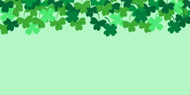 Vector illustration of Clovers frame on green background at the top.