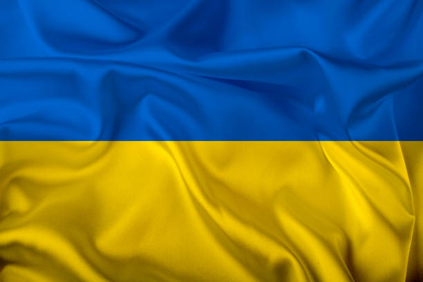 istock Ukrainian flag - satin, illustration. 1372561233