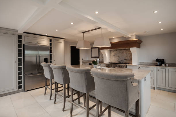istock Beautiful luxurious traditional style modern kitchen in grey 1372562544