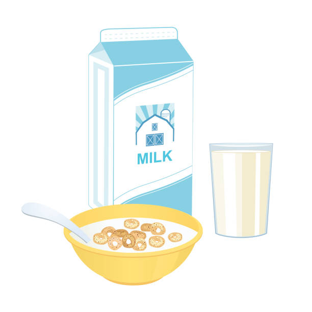 Glass of Milk On A Transparent Background Cute Illustration of a glass of milk. Done in flat colors on a transparent background. File includes both an EPS vector file and a high-resolution jpg. glass of milk transparent background stock illustrations