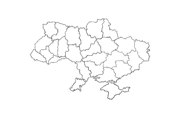 ukraine. karte der ukraine. handgezeichnete landkarte im linearen stil. vektorillustration - 2322 stock-grafiken, -clipart, -cartoons und -symbole