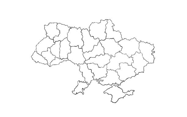 ilustrações de stock, clip art, desenhos animados e ícones de ukraine. map of ukraine. hand-drawn map of the country in a linear style. vector illustration - 2322