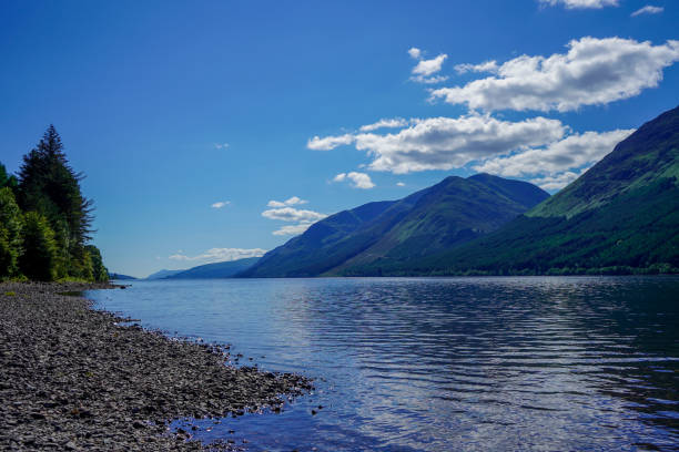 istock View of a deep blue lake and green hill side forest 1372574109