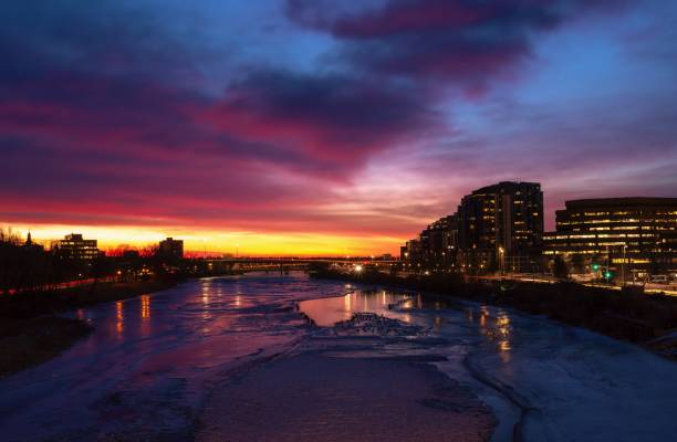 istock Sunrise Clouds Lighting Up The Wintry Bow River Valley 1372580922