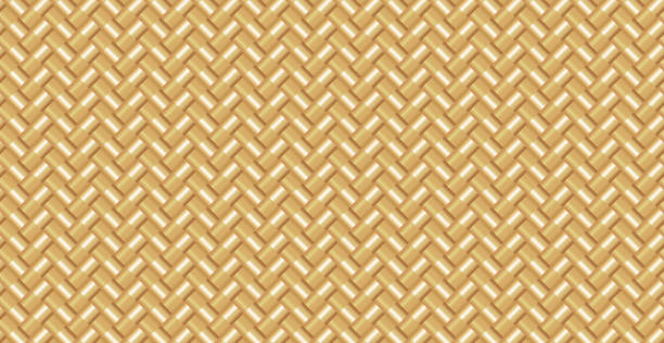 panoramiczne złote gradientowe plecione tło, powtarzające się elementy - vector - wicker mat stock illustrations