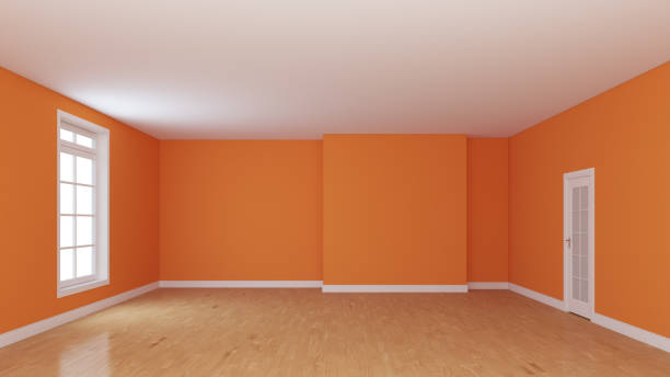 istock Empty Room Interior Concept with a Window and a White Door. 1372591885