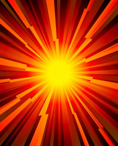 Vector illustration of Bright red and yellow comic star burst background