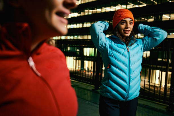 istock A two friends preparing for night run. Night running, night sporting 1372601231