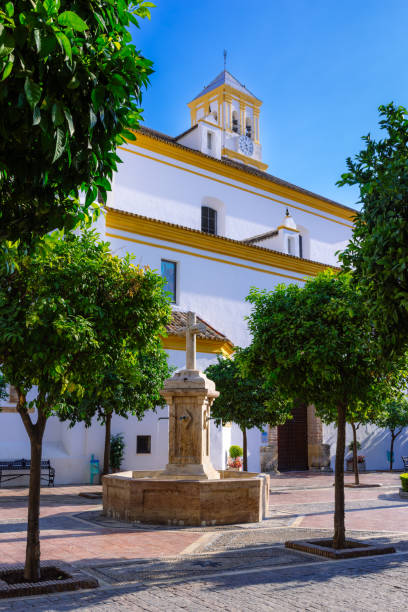 Marbella historic quarter church square, Andalucia stock photo
