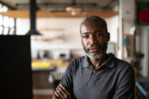 Portrait of a mature man at home