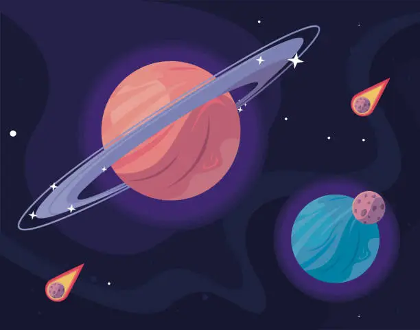 Vector illustration of saturn and planets