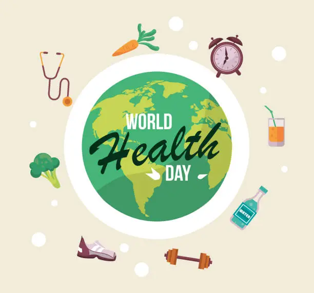 Vector illustration of world health day lettering