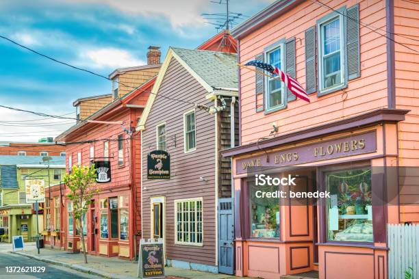 Salem Massachusetts Colorful Stores Stock Photo - Download Image Now - Salem - Massachusetts, Massachusetts, Small Town America