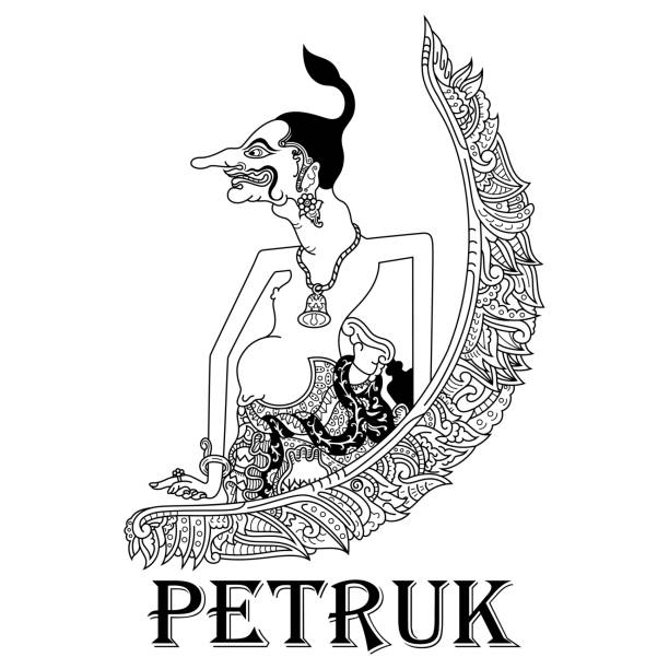 Puppet skin petruk character Illustration of Wayang kulit petruk character wayang kulit stock illustrations