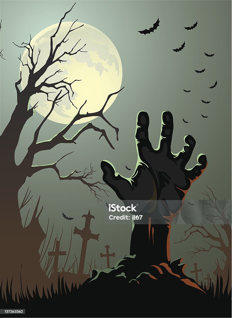 Cartoon Zombie Hand Coming Out Of The Ground Stock Illustration ...