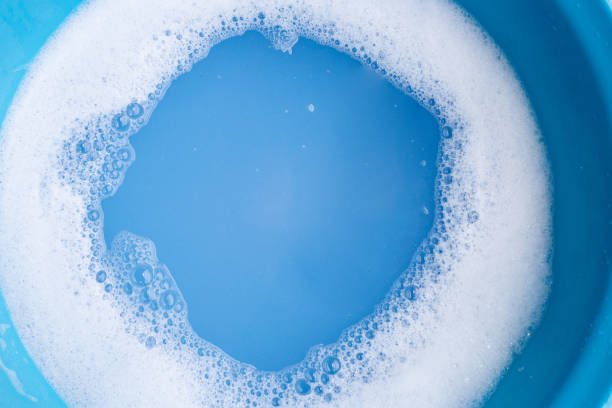 istock Frame made of detergent foam bubble. Top view 1372633906