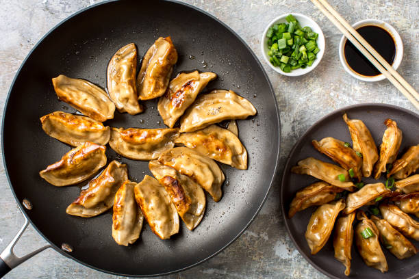 istock Seafood and pork dumplings on table 1372634094